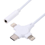 デュアル8ピン+USB-C/Type-Cオスから3.5mmメスデジタルオーディオアダプターケーブル