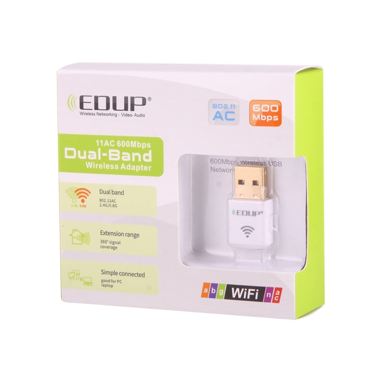EDUP EP-AC1619 ミニワイヤレスUSB 600Mbps 2.4G / 5.8GHz 150M+433M デュアルバンドWiFiネットワークカード ノートブック / ラップトップ / PC用、EP-AC1619 600Mbps（ホワイト）、EP-AC1619 600Mbps（ブラック）