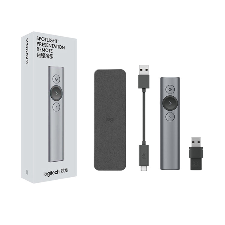Logitech Spotlight 2.4GHz USBワイヤレスプレゼンター PPTリモコンフリップペン, Spotlight (グレー), Spotlight (ゴールド)