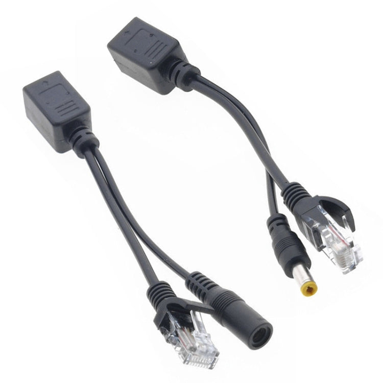 2in1 RJ45 POEインジェクター＆スプリッターケーブルセット 2.1x5.5mm メス＆オスDCジャック付き、2.1x5.5mm メス