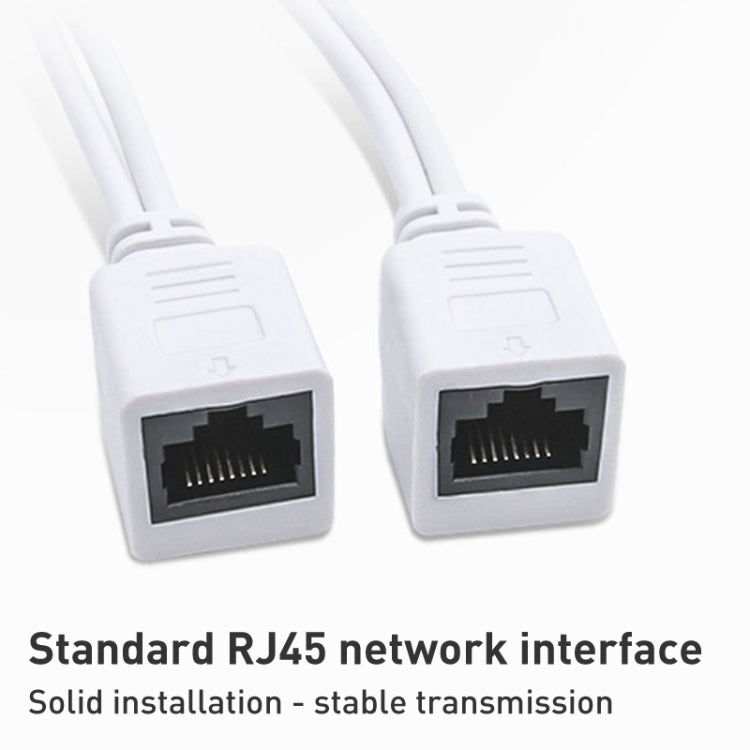 2in1 RJ45 POEインジェクター＆スプリッターケーブルセット 2.1x5.5mm メス＆オスDCジャック付き、2.1x5.5mm メス