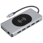 14 in 1 Type-C ドッキングステーション ワイヤレス充電付き（1000Mネットワークポート）、14 in 1
