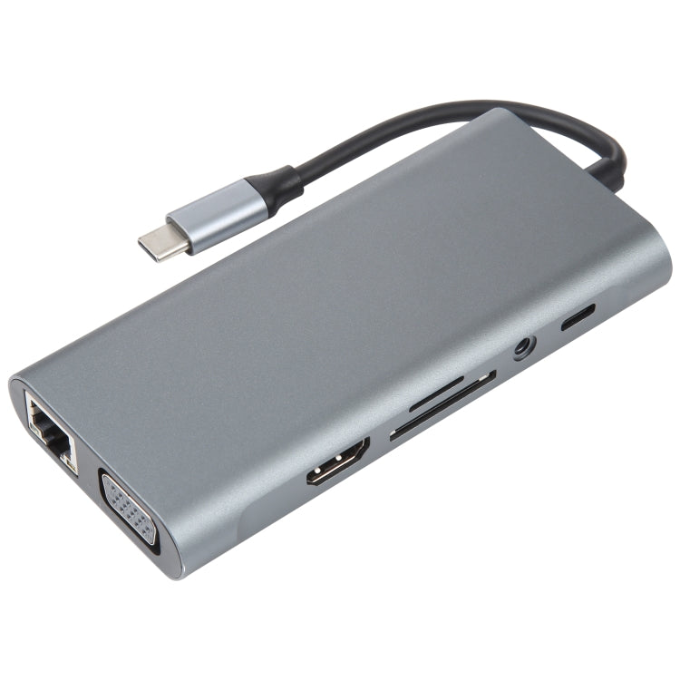 11 in 1 USB-C / Type-CからUSBドッキングステーションHUBアダプター（100Mネットワークポート）、100Mネットワークポート