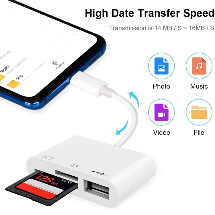 NK103TC 3-in-1 USB-C / Type-C オス to SD + TF + USB メス カメラリーダー, NK103TC