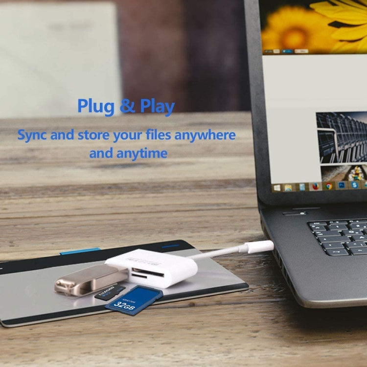 NK103TC 3-in-1 USB-C / Type-C オス to SD + TF + USB メス カメラリーダー, NK103TC