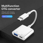 S-211 2in1 USB-C / Type-C オス to Type-C + USB メス カメラアダプター、S-211
