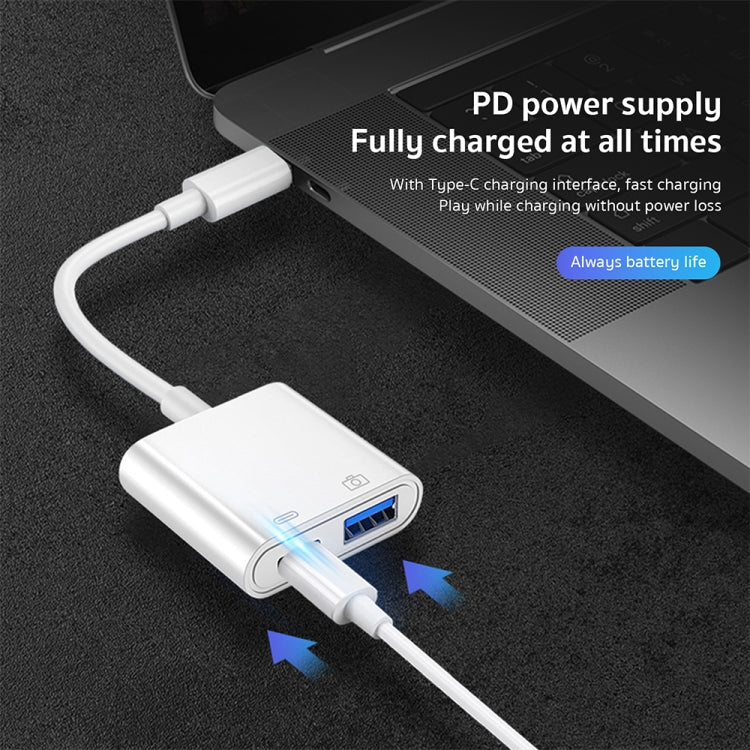 S-211 2in1 USB-C / Type-C オス to Type-C + USB メス カメラアダプター、S-211