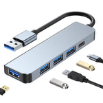 5in1 USB to USB3.0+USB2.0x3+USB-C / Type-C ハブアダプター ケーブル長: 10cm BYL-2301U