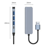 5in1 USB to USB3.0+USB2.0x3+USB-C / Type-C ハブアダプター ケーブル長: 10cm BYL-2301U