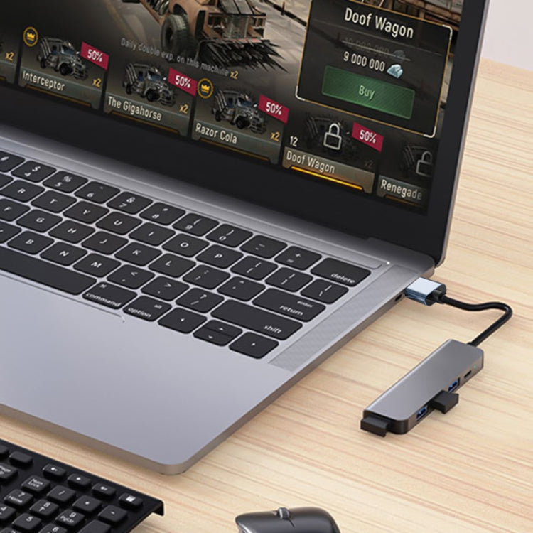5in1 USB to USB3.0+USB2.0x3+USB-C / Type-C ハブアダプター ケーブル長: 10cm BYL-2301U
