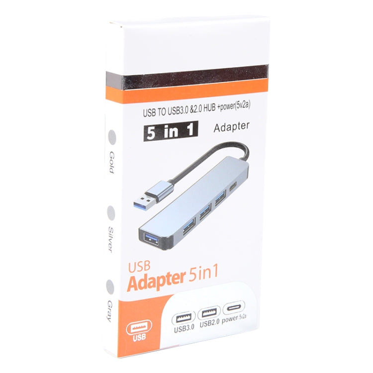 5in1 USB to USB3.0+USB2.0x3+USB-C / Type-C ハブアダプター ケーブル長: 10cm BYL-2301U
