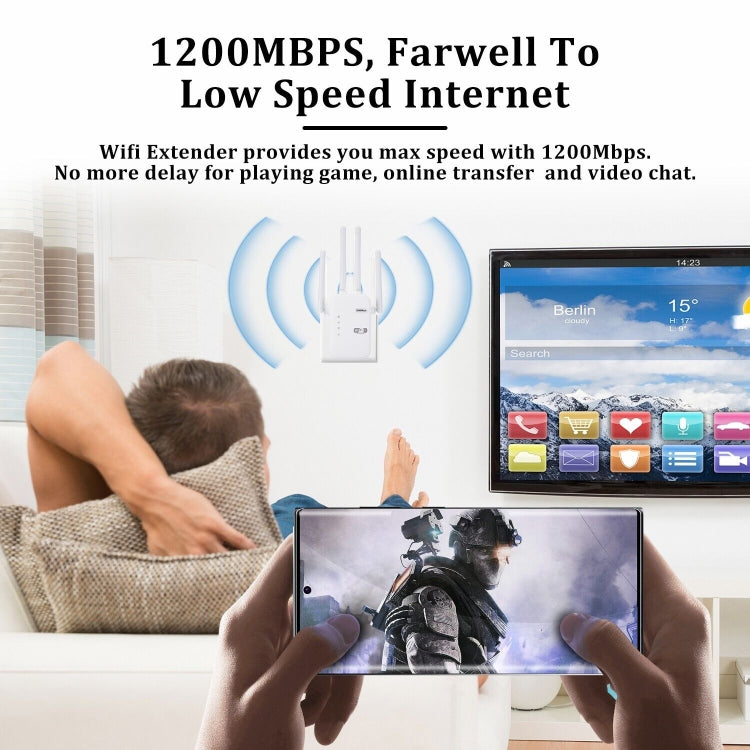 ZX-R08 1200Mbps 2.4G/5G デュアルバンドWiFiリピーター信号増幅器 WISP屋外ルーター、米国プラグ、1200Mbps