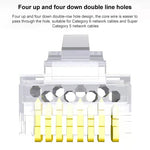 100個入り／パック Cat5e RJ45コネクター シールドなしパススルーモジュラープラグ、ゴールド：3u、Cat5eシールドなしパススルー