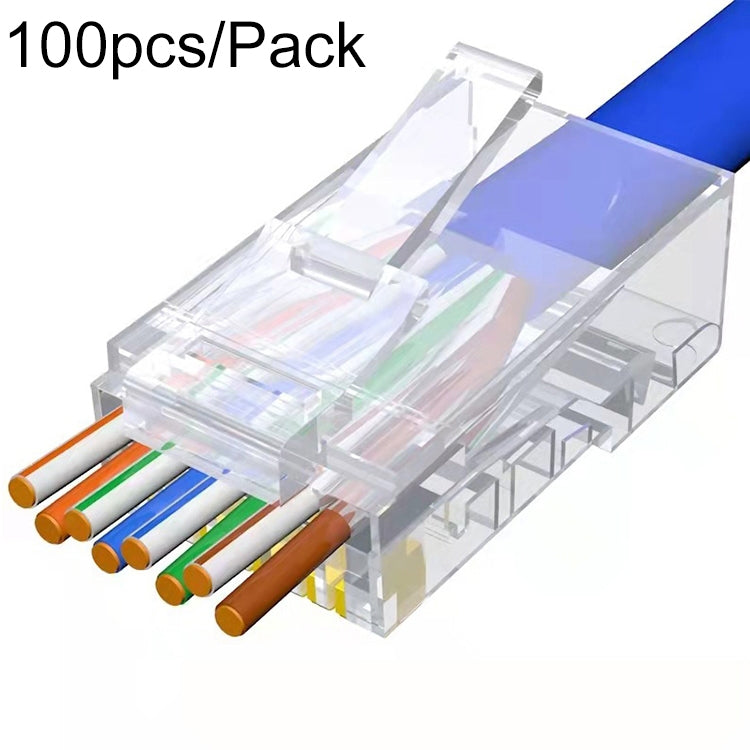100個/パック Cat6e シールドなしパススルー RJ45コネクタ モジュラープラグ、Cat6e シールドなしパススルー