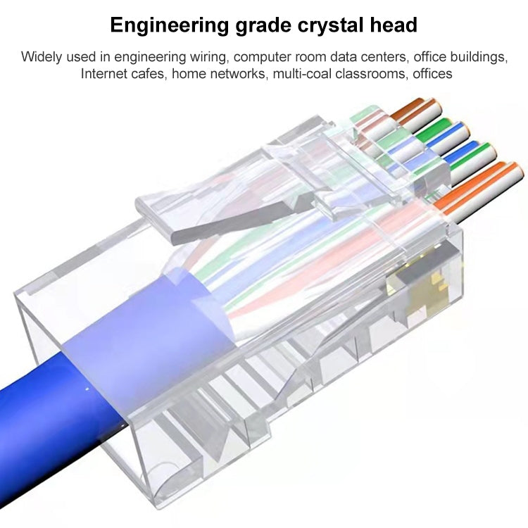 100個/パック Cat6e シールドなしパススルー RJ45コネクタ モジュラープラグ、Cat6e シールドなしパススルー