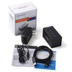 ORICO A3H4 アルミニウム高速4ポート USB 3.0 HUB 12V/2.5A電源付き ノートパソコン用、4ポート（シルバー）