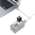 ORICO A3H4 アルミニウム高速4ポート USB 3.0 HUB 12V/2.5A電源付き ノートパソコン用、4ポート（シルバー）