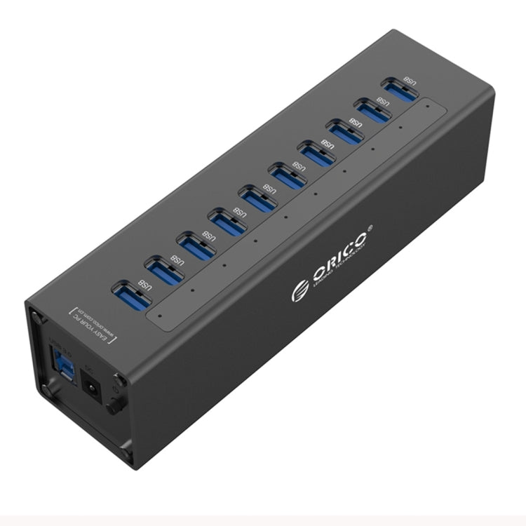 ORICO A3H10 アルミニウム製高速10ポート USB 3.0 HUB 電源アダプター付き ノートパソコン用、10ポート（シルバー）、10ポート（ブラック）