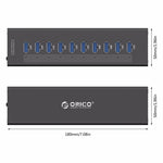 ORICO A3H10 アルミニウム製高速10ポート USB 3.0 HUB 電源アダプター付き ノートパソコン用、10ポート（シルバー）、10ポート（ブラック）