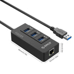 ORICO HR01-U3 ABS製 3ポート USB3.0 HUB スプリッター 外付けRJ45ギガビットイーサネットネットワークカード 5Gbps ノートパソコン/デスクトップ/ウルトラブック対応