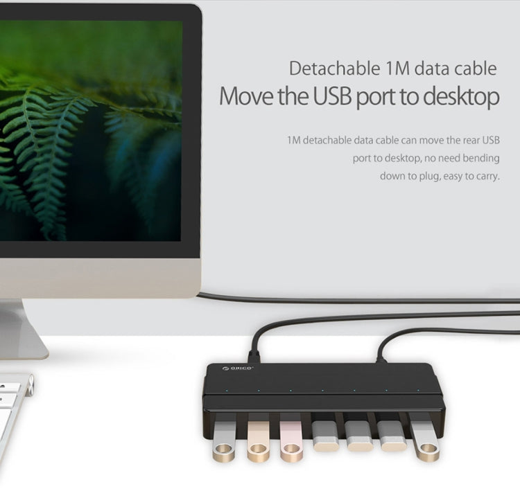 ORICO H7928-U3 ABS素材 デスクトップ用7ポート USB 3.0 HUB 1mケーブル付き、USB 3.0