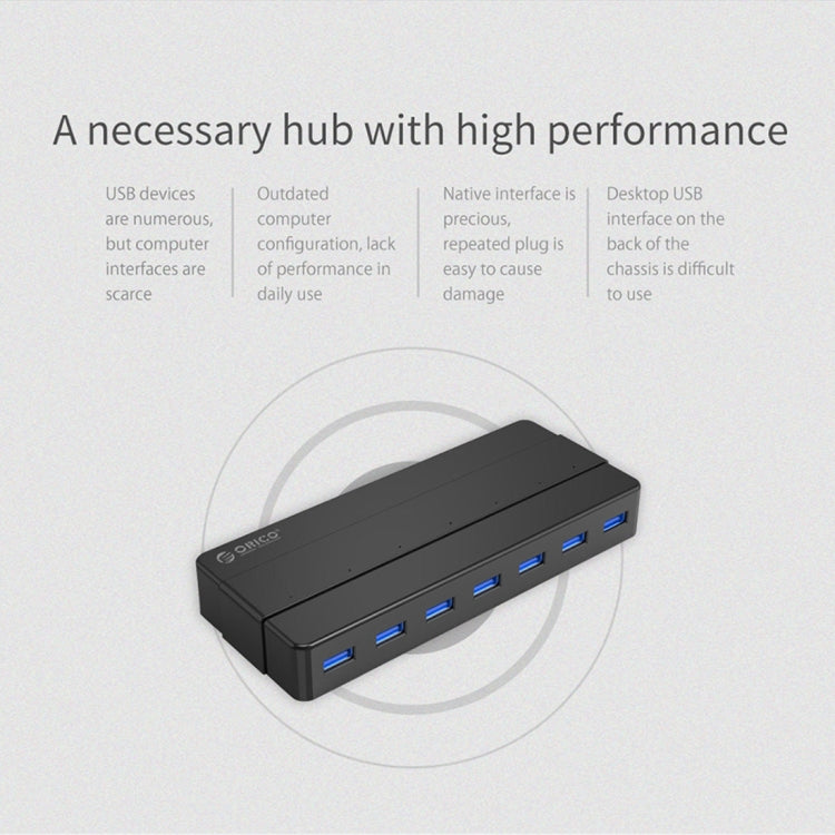 ORICO H7928-U3 ABS素材 デスクトップ用7ポート USB 3.0 HUB 1mケーブル付き、USB 3.0