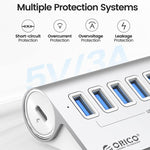 ORICO M3U7 アルミ合金製 7ポート USB 3.2 Gen1 5Gbps HUB 1mケーブル付き、M3U7 1m