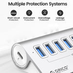 ORICO M3U7-G2 アルミ合金製 7ポート USB 3.2 Gen2 10Gbps HUB 1mケーブル付き、M3U7-G2 1m