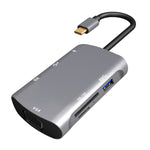V217E 7イン1 Type C / USB-C to PD + HDMI + VGA + USB3.0 + UB2.0 + SD / TF 多機能 Type-C / USB-C ハブドッキングステーション、PD+HDMI+VGA+USB3.0+UB2.0+SD / TF