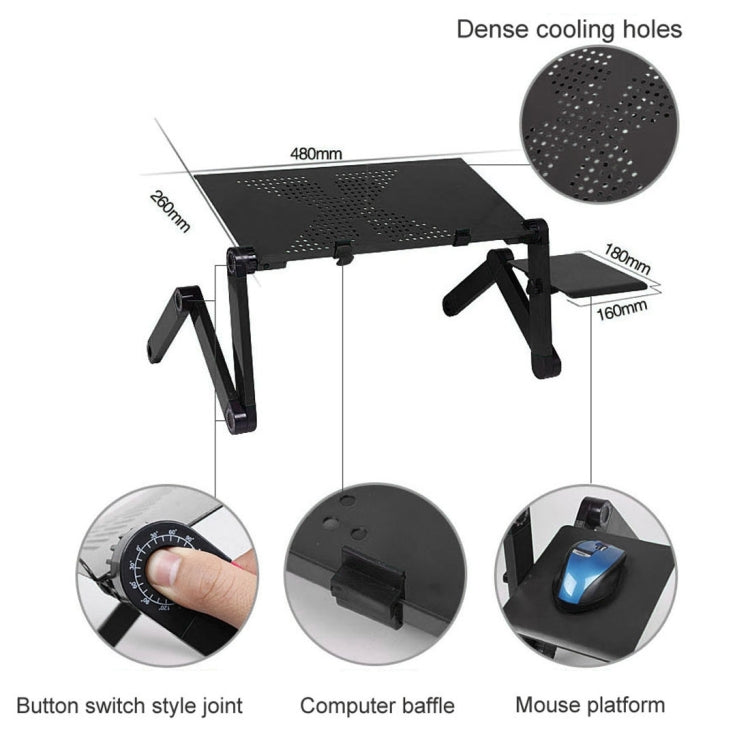 ノートパソコン／ノートブック用マウスパッド付きポータブル360度調整可能折りたたみ式アルミ合金デスクスタンド、CPUファンなし、マウスパッド付き、マウスパッド付き（M）