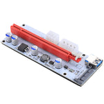 PCE164P-N06 VER008S USB 3.0 PCI-E Express 1x to 16x PCI-E エクステンダーライザーカードアダプター 15ピン SATA電源 6ピン + 4ピン電源ポート 60cm USBケーブル付き、VER008S レッド