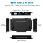 USB 3.0 to SATA / IDE ハードディスクドライブコンバーターアダプターケーブル 2.5インチ / 3.5インチ SATA IDE HDD用、ケーブル長: 1m、US160