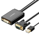 UGREEN MM119 1080P フルHD VGA to DVI (24+1) オス to メス アダプターケーブル コンピューター、PC、ノートパソコン、HDTV、プロジェクター、DVD グラフィックカード対応 VGA / DVI 対応機器用、ケーブル長さ: 50cm