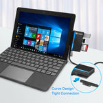 ROCKETEK RT-SGO727 USB 3.0 + USB 2.0 + マイクロUSBインターフェースハブ Microsoft Surface Go用、2つのTFカード & SDカードスロット付き、RT-SGO727