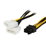 18cm Y字型 8ピン PCI Express からデュアル4ピンモレックス グラフィックスカード電源ケーブル、8ピンメスからデュアル4ピンオス