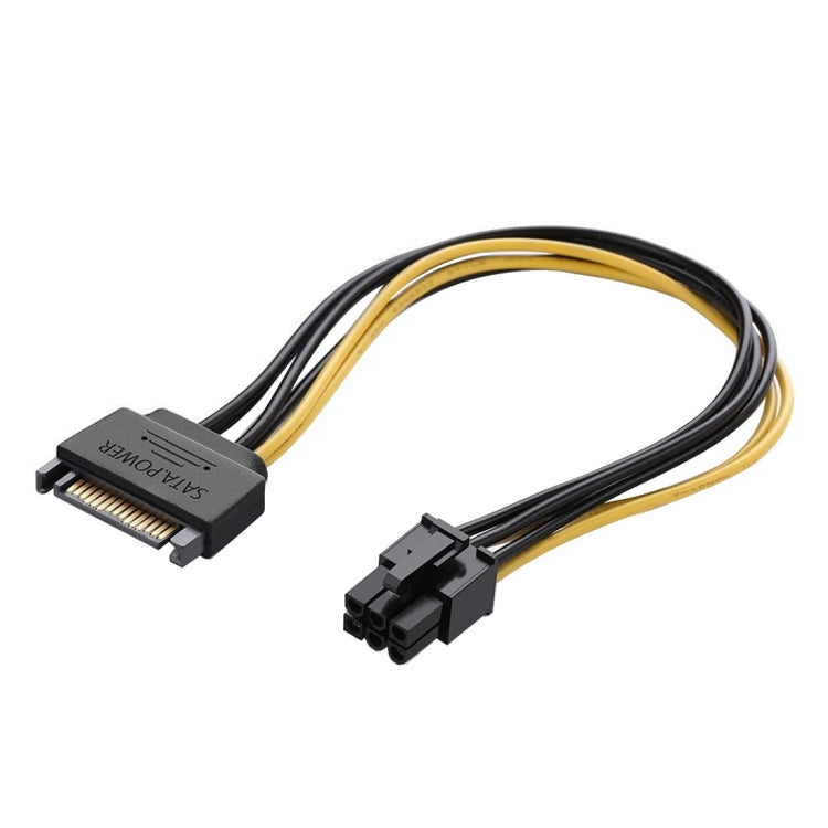 20cm SATA 15ピンから6ピン PCI Express グラフィックスビデオカード SATA電源ケーブル、SATA 15ピンから6ピンメス