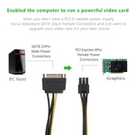 20cm SATA 15ピンから6ピン PCI Express グラフィックスビデオカード SATA電源ケーブル、SATA 15ピンから6ピンメス