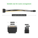 20cm SATA 15ピンから6ピン PCI Express グラフィックスビデオカード SATA電源ケーブル、SATA 15ピンから6ピンメス