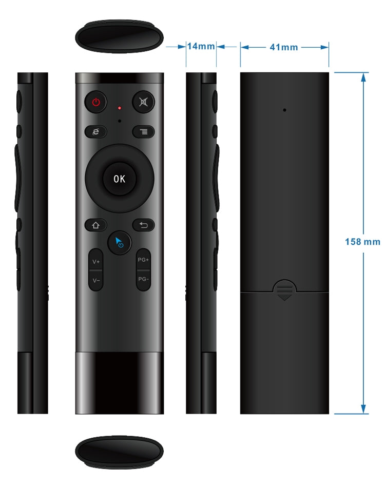 Q5 2.4G RF 3D ブラッシュドファッション体感型ユニバーサルエアマウスリモコン