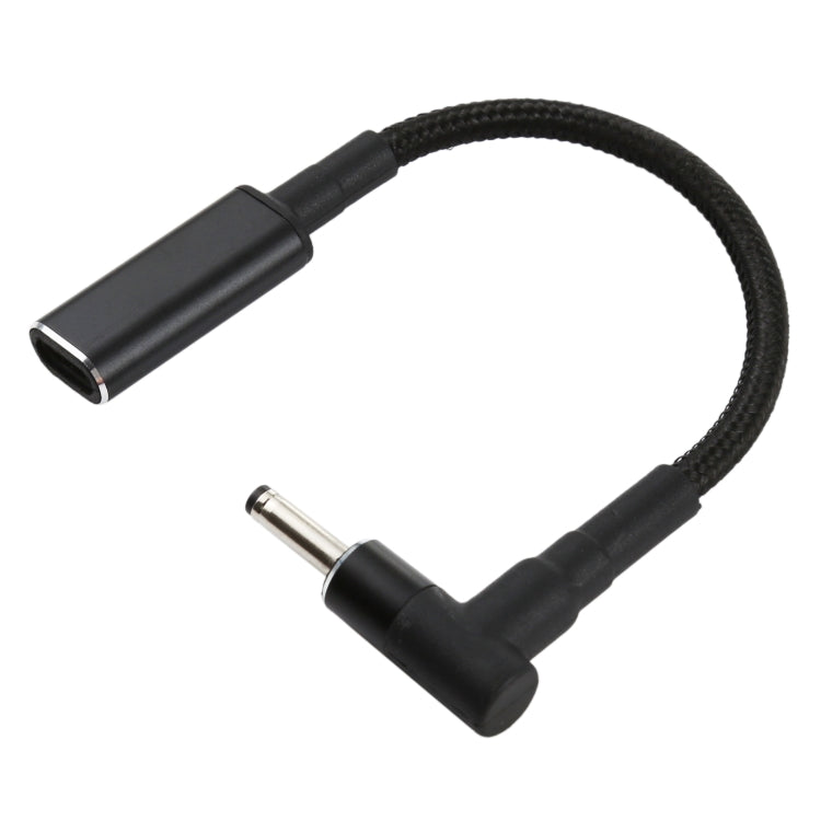 PD 100W 18.5-20V 3.0 x 1.0mm エルボーからUSB-C / タイプCアダプター ナイロン編組ケーブル、3.0 x 1.0mm