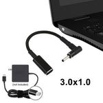 PD 100W 18.5-20V 3.0 x 1.0mm エルボーからUSB-C / タイプCアダプター ナイロン編組ケーブル、3.0 x 1.0mm
