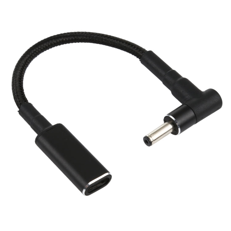 PD 100W 18.5-20V 4.0 x 1.35mm エルボーからUSB-C / タイプCアダプター ナイロン編組ケーブル、4.0 x 1.35mm