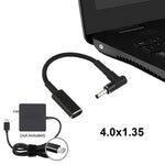 PD 100W 18.5-20V 4.0 x 1.35mm エルボーからUSB-C / タイプCアダプター ナイロン編組ケーブル、4.0 x 1.35mm