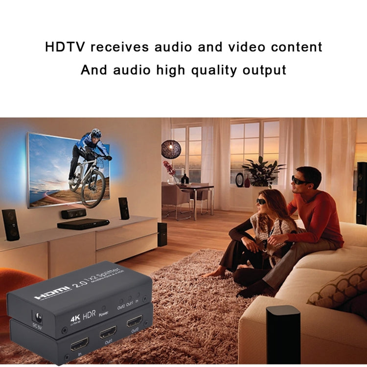 AYS-12V20 HDMI 2.0 1x2 4KウルトラHDスイッチスプリッター、1x2 4K