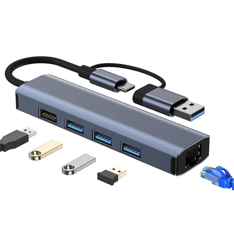 BYL-2208TU 5-in-2 USB + USB-C / タイプC to USB 多機能ドッキングステーション HUBアダプター、BYL-2208