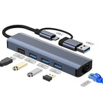BYL-2208TU 5-in-2 USB + USB-C / タイプC to USB 多機能ドッキングステーション HUBアダプター、BYL-2208