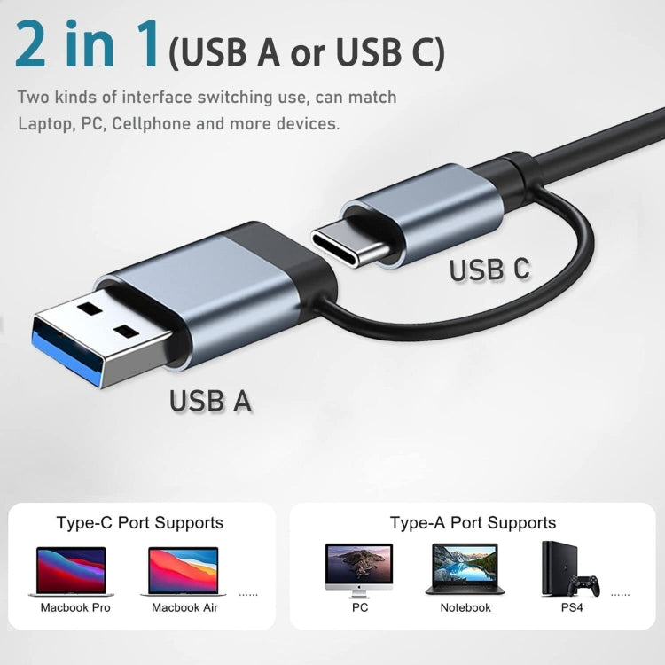 BYL-2208TU 5-in-2 USB + USB-C / タイプC to USB 多機能ドッキングステーション HUBアダプター、BYL-2208