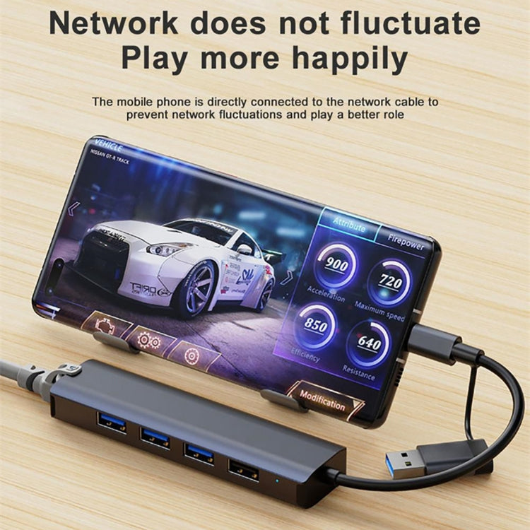 BYL-2208TU 5-in-2 USB + USB-C / タイプC to USB 多機能ドッキングステーション HUBアダプター、BYL-2208