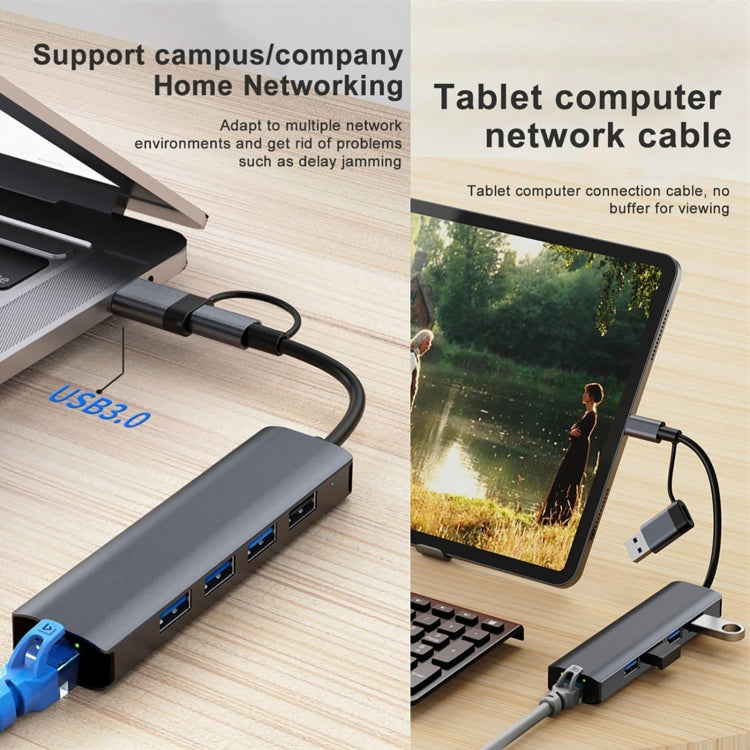 BYL-2208TU 5-in-2 USB + USB-C / タイプC to USB 多機能ドッキングステーション HUBアダプター、BYL-2208
