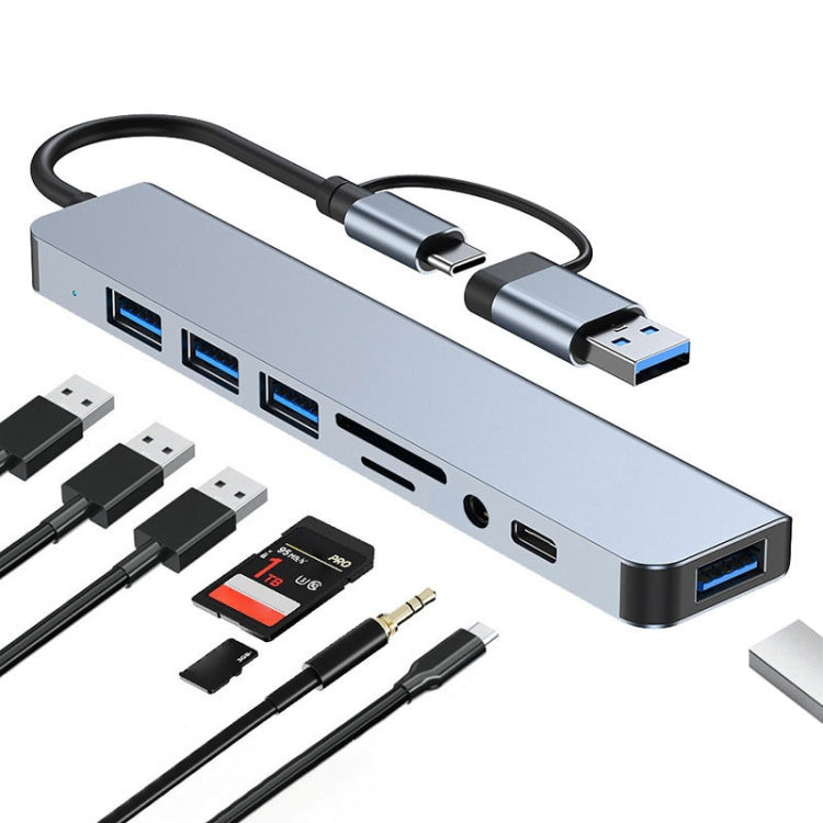 BYL-2218TU 8-in-1 USB + USB-C / タイプC to USB 多機能ドッキングステーション HUBアダプター、BYL-2218TU